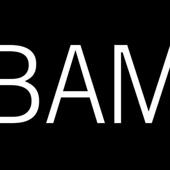 The Brooklyn Academy of Music includes its acronym in white lettering on a black backround.